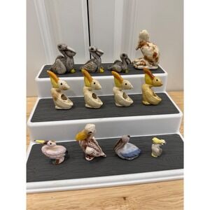 12 Vintage Mixed Small Pelican Coastal Figurines Ceramic Porcelain Resin Lot